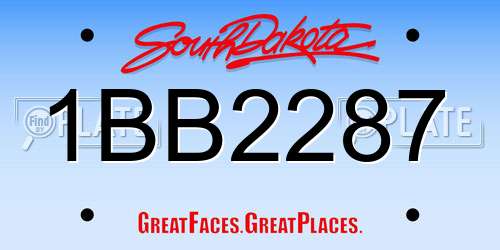 1BB2287 South Dakota License Plate
