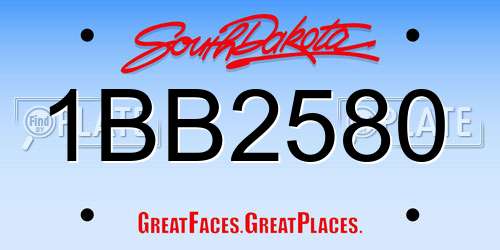 1BB2580 South Dakota License Plate