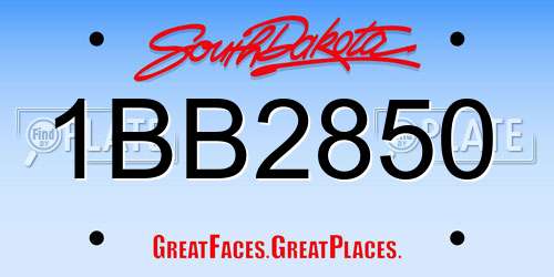 1BB2850 South Dakota License Plate