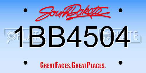 1BB4504 South Dakota License Plate