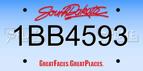 1BB4593 South Dakota License Plate