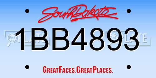 1BB4893 South Dakota License Plate