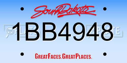 1BB4948 South Dakota License Plate