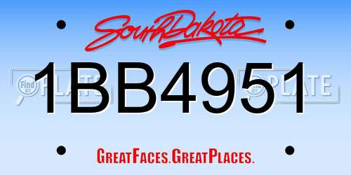 1BB4951 South Dakota License Plate