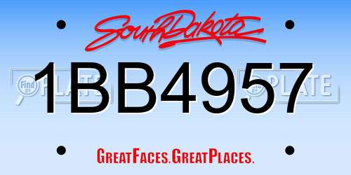 1BB4957 South Dakota License Plate
