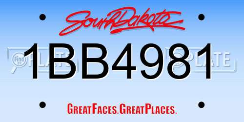1BB4981 South Dakota License Plate
