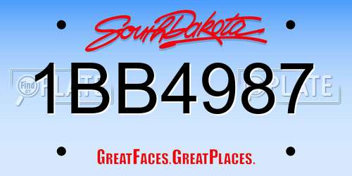 1BB4987 South Dakota License Plate