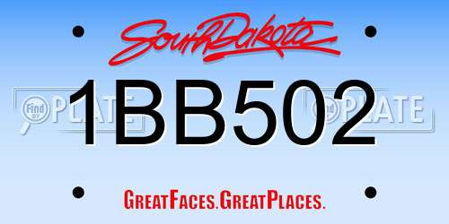 1BB502 South Dakota License Plate