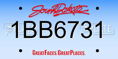 1BB6731 South Dakota License Plate