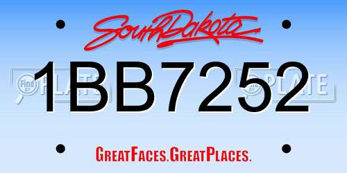 1BB7252 South Dakota License Plate