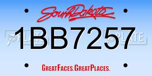 1BB7257 South Dakota License Plate