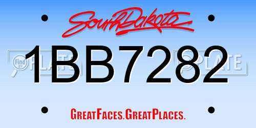 1BB7282 South Dakota License Plate