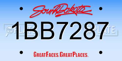 1BB7287 South Dakota License Plate
