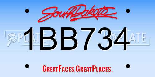 1BB734 South Dakota License Plate