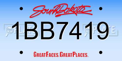 1BB7419 South Dakota License Plate