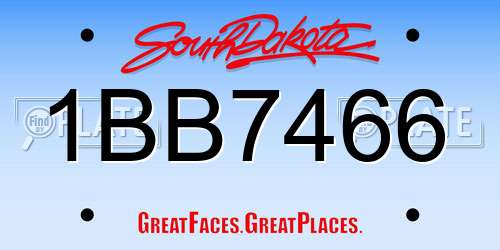 1BB7466 South Dakota License Plate