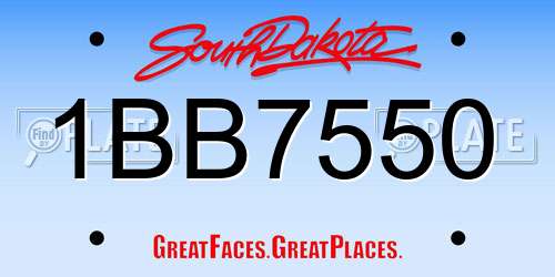 1BB7550 South Dakota License Plate