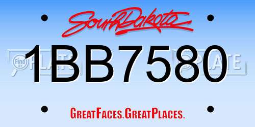 1BB7580 South Dakota License Plate