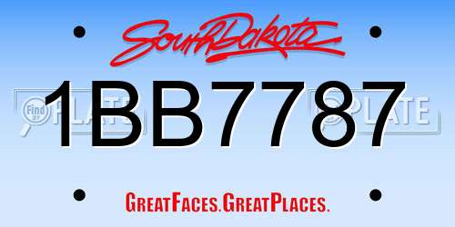 1BB7787 South Dakota License Plate