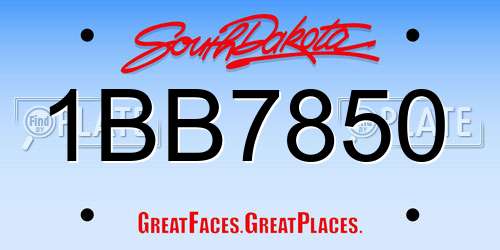 1BB7850 South Dakota License Plate