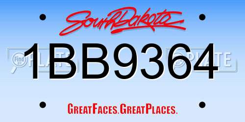 1BB9364 South Dakota License Plate