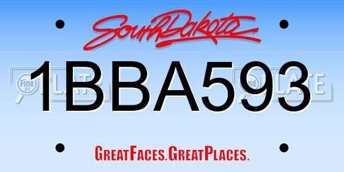 1BBA593 South Dakota License Plate