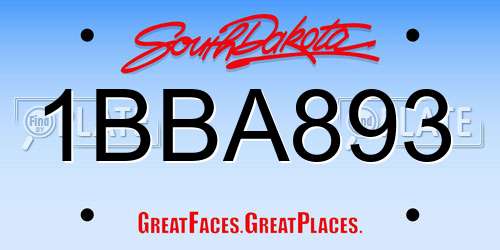 1BBA893 South Dakota License Plate