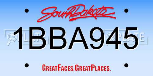 1BBA945 South Dakota License Plate