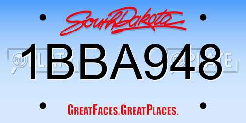 1BBA948 South Dakota License Plate