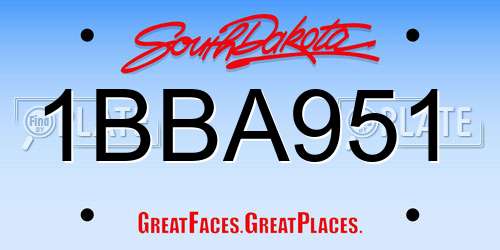 1BBA951 South Dakota License Plate