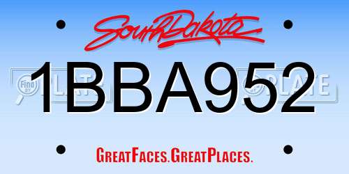 1BBA952 South Dakota License Plate