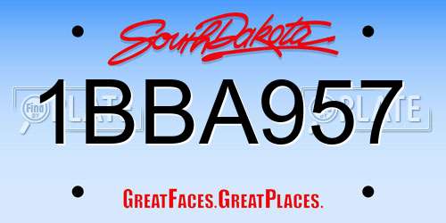 1BBA957 South Dakota License Plate