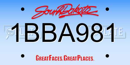 1BBA981 South Dakota License Plate