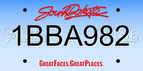 1BBA982 South Dakota License Plate