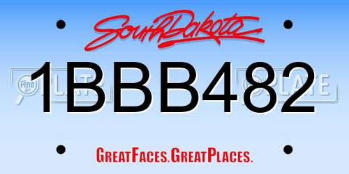 1BBB482 South Dakota License Plate