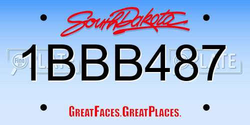 1BBB487 South Dakota License Plate