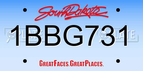 1BBG731 South Dakota License Plate