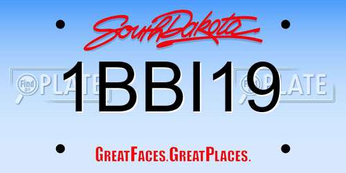 1BBI19 South Dakota License Plate