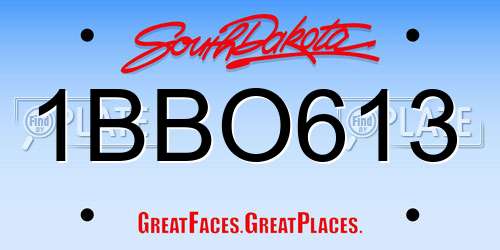 1BBO613 South Dakota License Plate