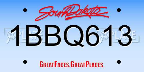 1BBQ613 South Dakota License Plate