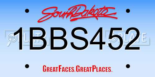 1BBS452 South Dakota License Plate