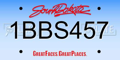 1BBS457 South Dakota License Plate