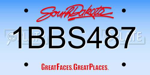 1BBS487 South Dakota License Plate
