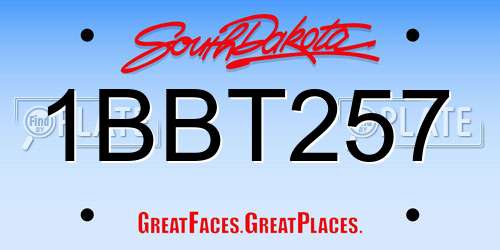 1BBT257 South Dakota License Plate