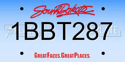 1BBT287 South Dakota License Plate