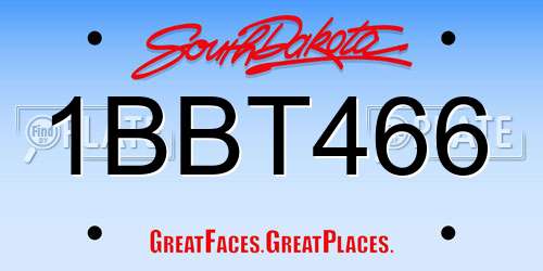 1BBT466 South Dakota License Plate