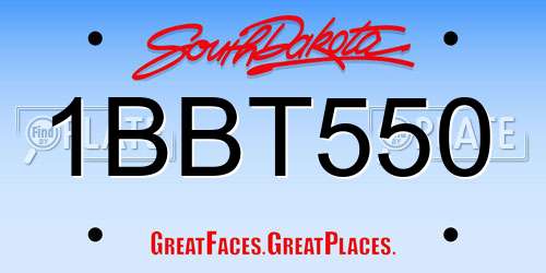 1BBT550 South Dakota License Plate