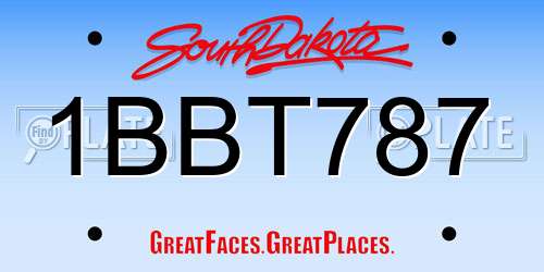 1BBT787 South Dakota License Plate