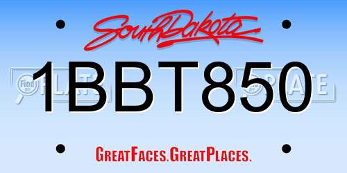 1BBT850 South Dakota License Plate