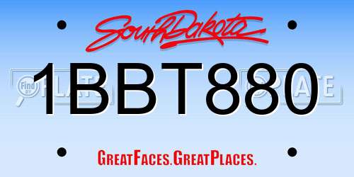1BBT880 South Dakota License Plate
